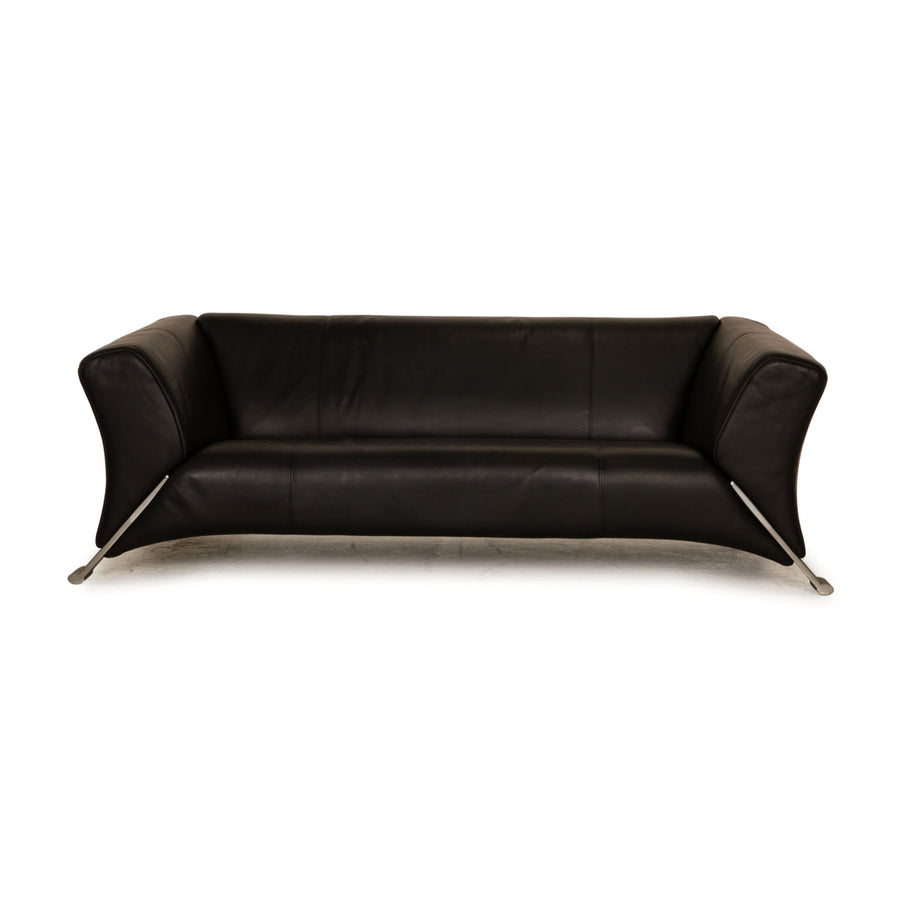 Rolf Benz 322 leather three-seater black sofa couch