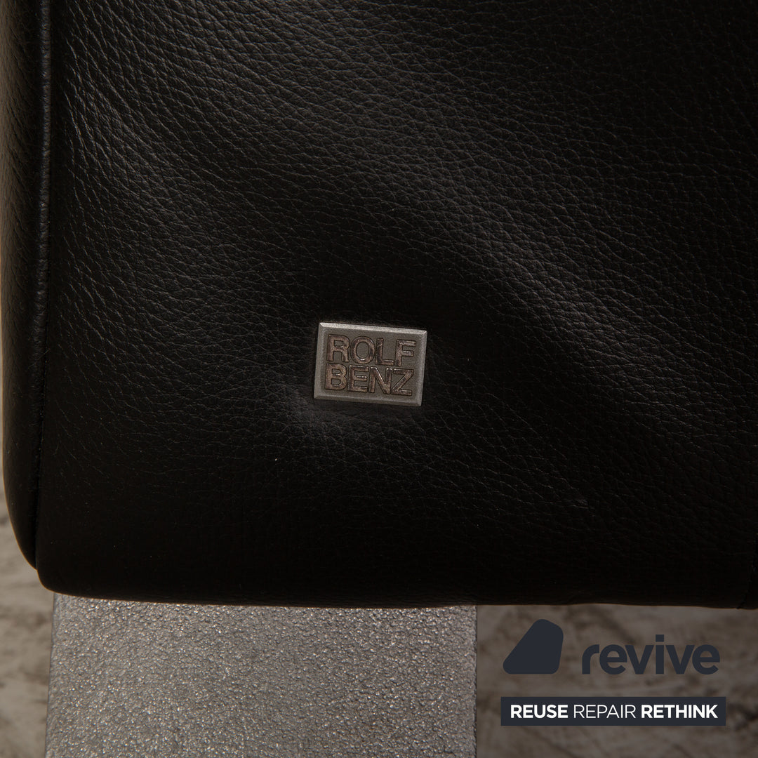Rolf Benz 322 leather three-seater black sofa couch