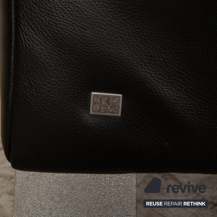 Rolf Benz 322 leather three-seater black sofa couch