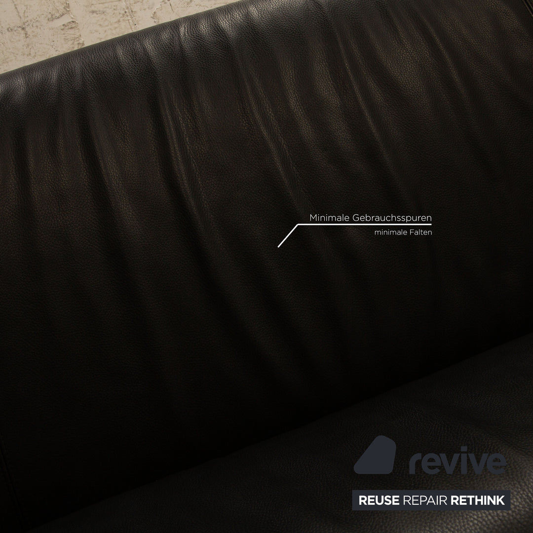 Rolf Benz 322 leather three-seater black sofa couch