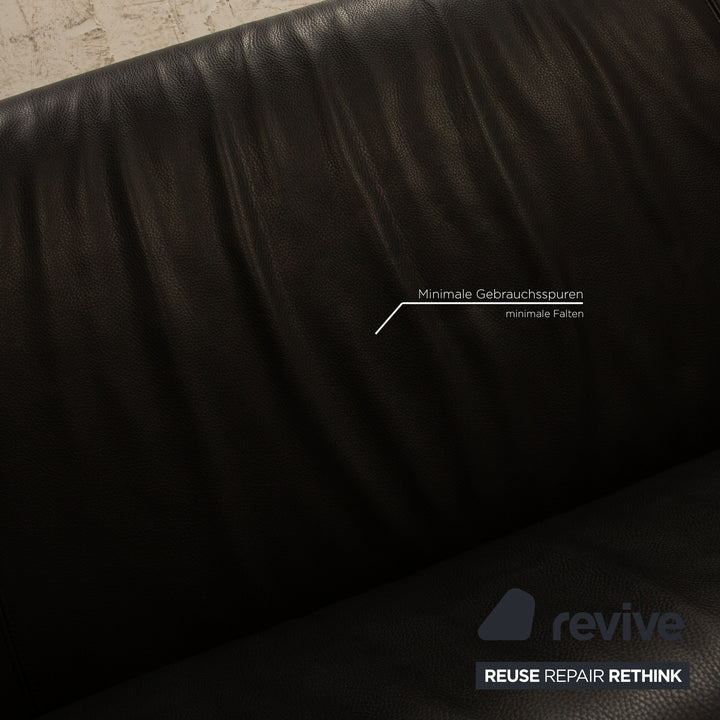 Rolf Benz 322 leather three-seater black sofa couch