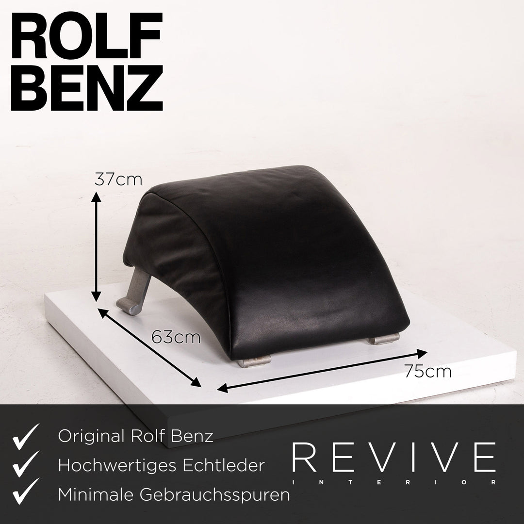 Rolf Benz 322 Leather Stool Black Ottoman #13990