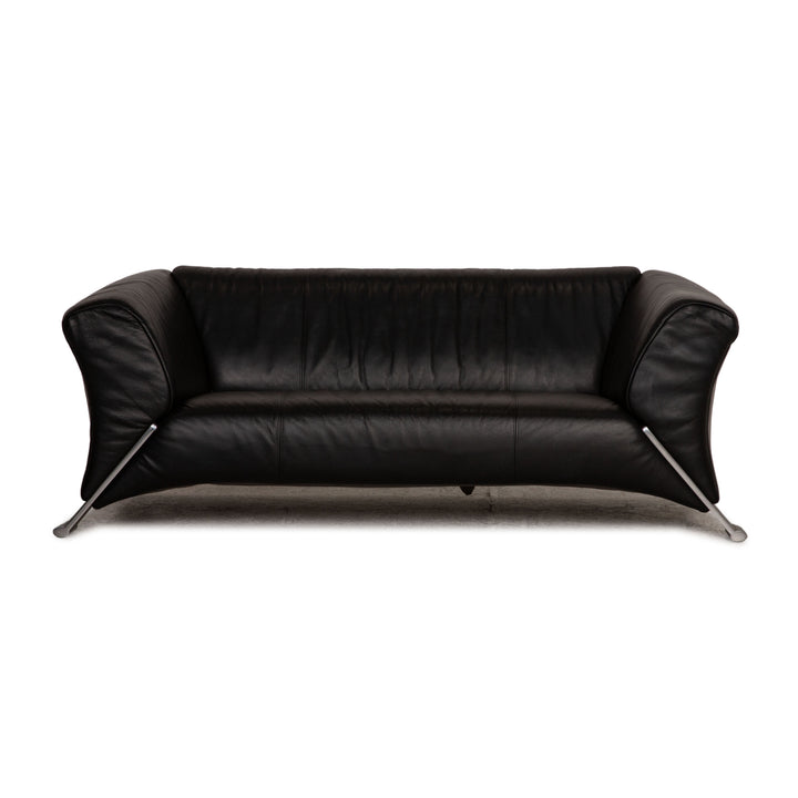 Rolf Benz 322 Leder Schwarz Zweisitzer Sofa Couch