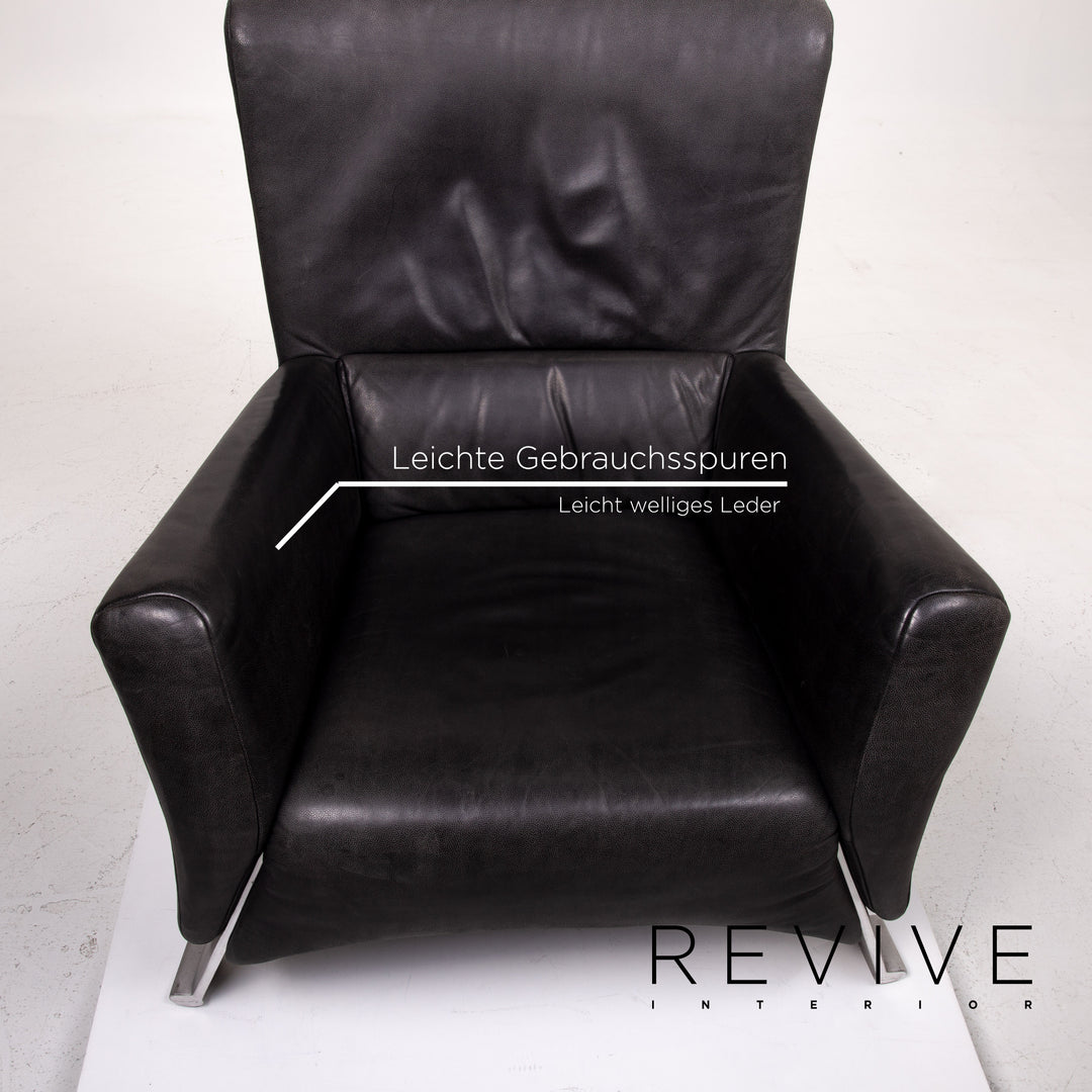 Rolf Benz 322 Leder Sessel Anthrazit Grau #14122