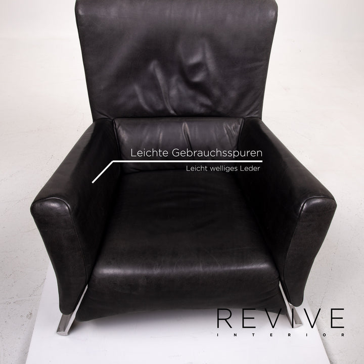 Rolf Benz 322 Leder Sessel Anthrazit Grau #14122