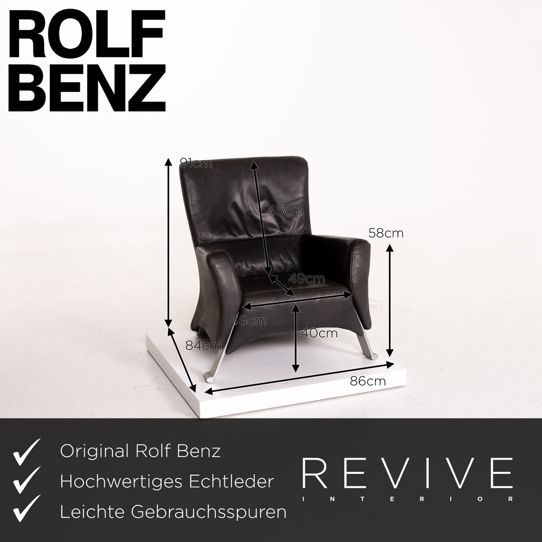 Rolf Benz 322 Leder Sessel Anthrazit Grau #14122