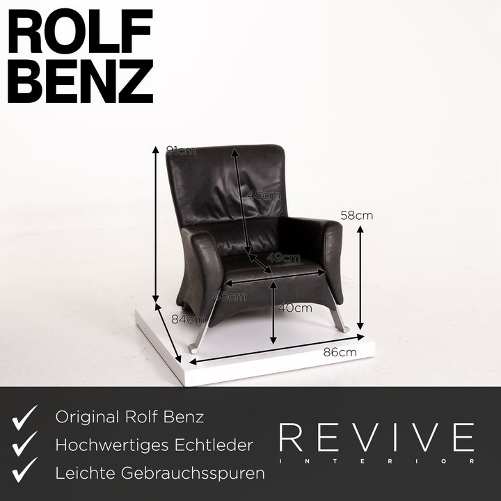 Rolf Benz 322 Leder Sessel Anthrazit Grau #14122