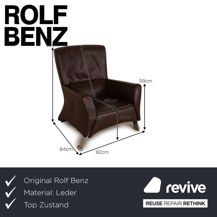 Rolf Benz 322 Leather Armchair Brown