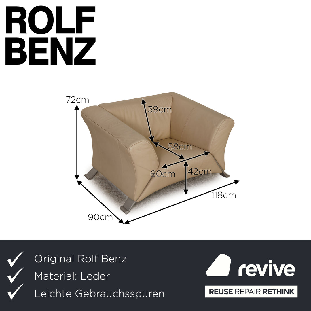 Rolf Benz 322 leather armchair cream