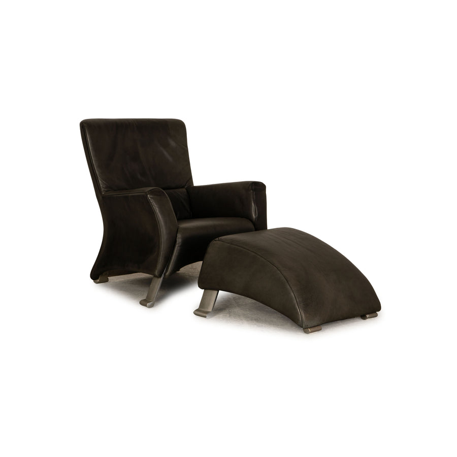 Rolf Benz 322 leather armchair set gray armchair stool