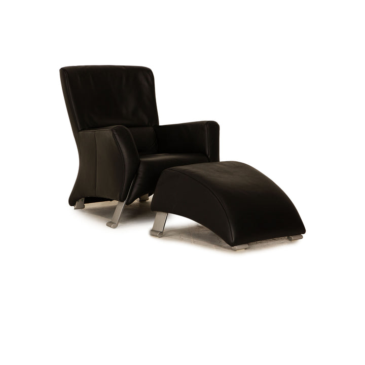 Rolf Benz 322 leather armchair set black