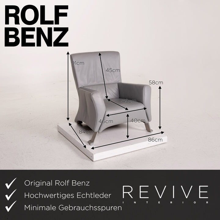 Rolf Benz 322 Leather Armchair Gray #15419