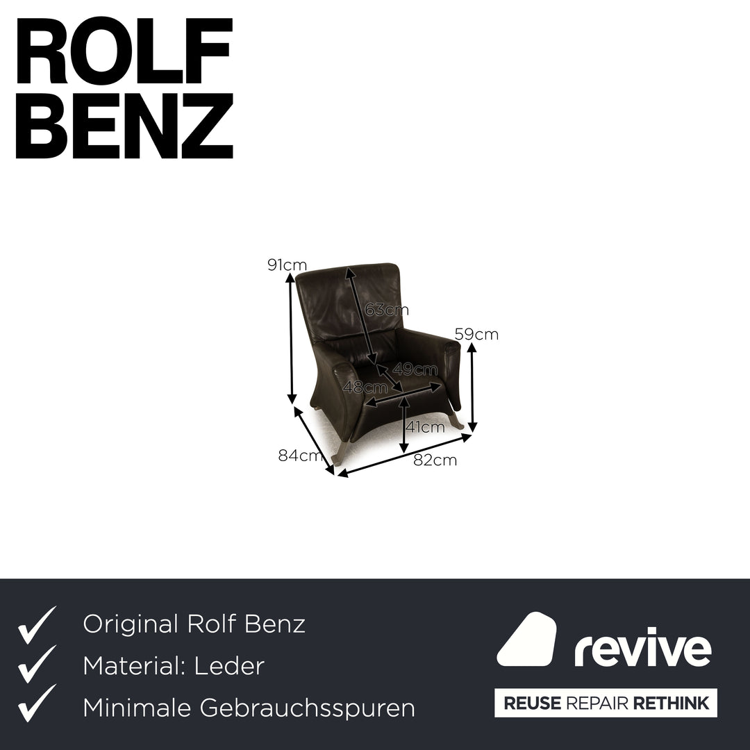 Rolf Benz 322 leather armchair grey
