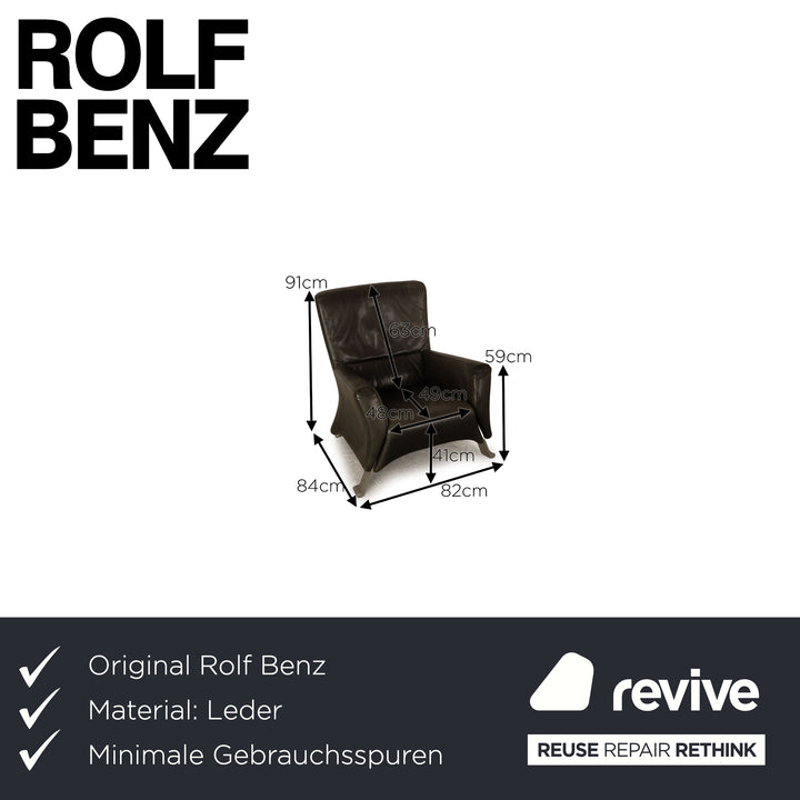 Rolf Benz 322 leather armchair grey
