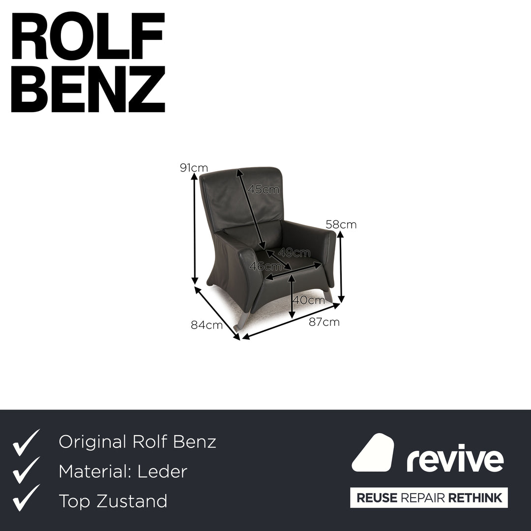 Rolf Benz 322 leather armchair grey