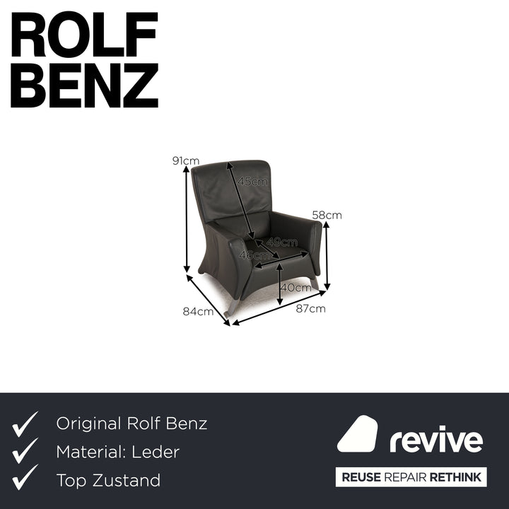Rolf Benz 322 leather armchair grey