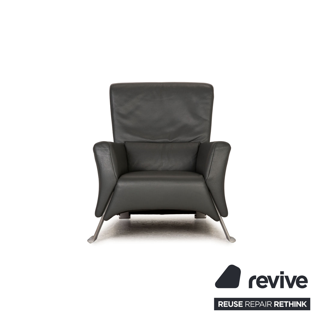 Rolf Benz 322 leather armchair grey