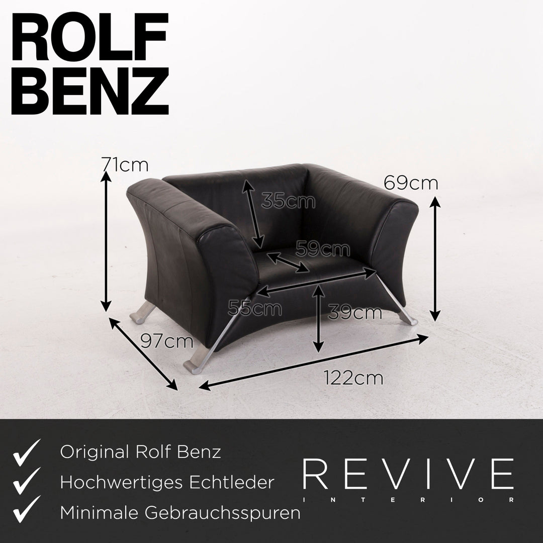 Rolf Benz 322 Leather Armchair Black #12367