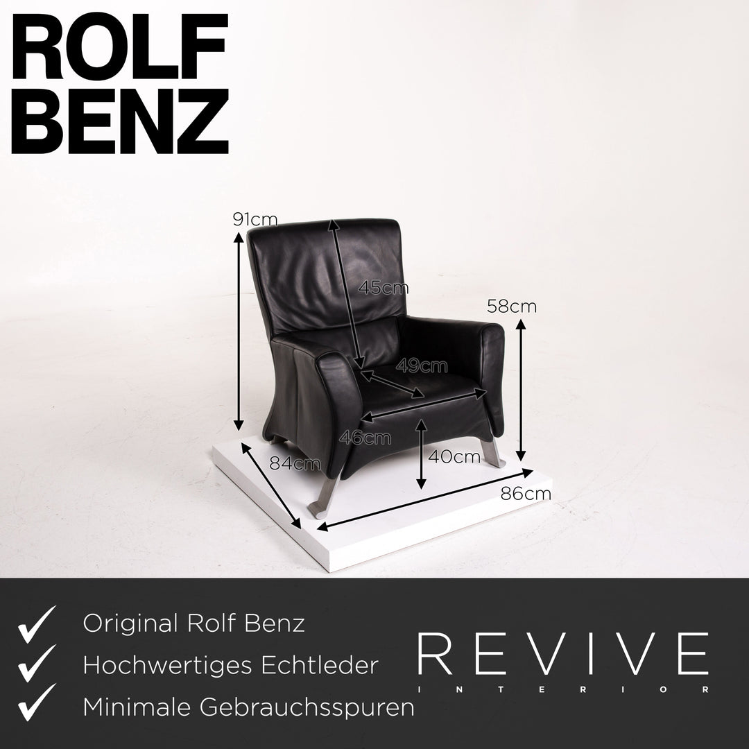 Rolf Benz 322 Leather Armchair Black #13988