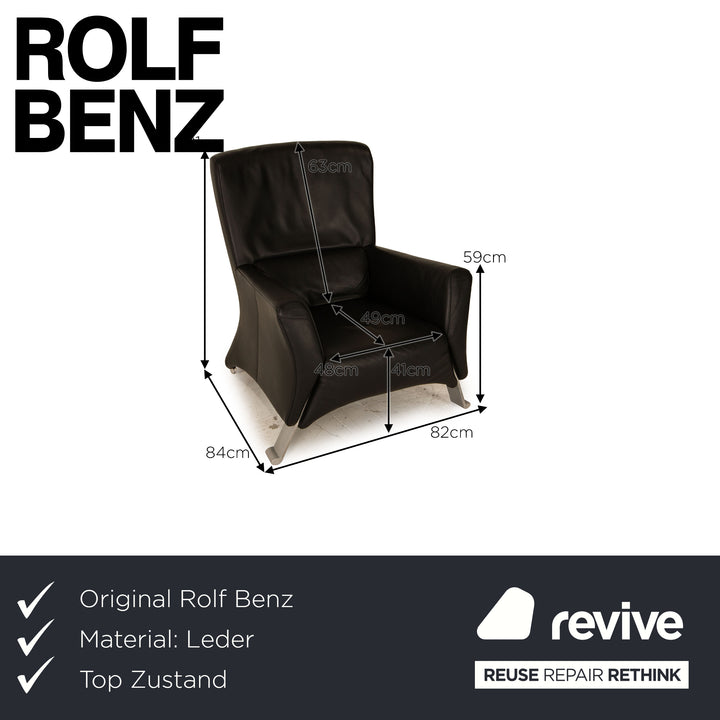 Rolf Benz 322 Leather Armchair Black