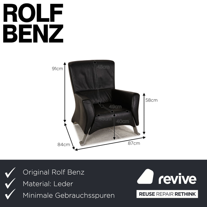 Rolf Benz 322 Leder Sessel Schwarz