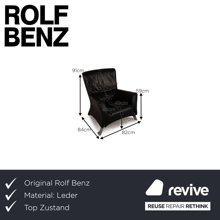 Rolf Benz 322 Leder Sessel Schwarz