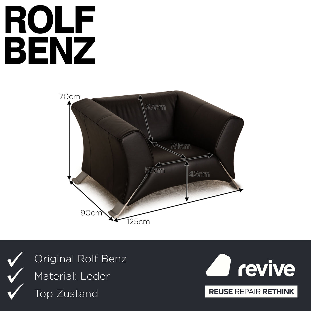 Rolf Benz 322 Leather Armchair Black