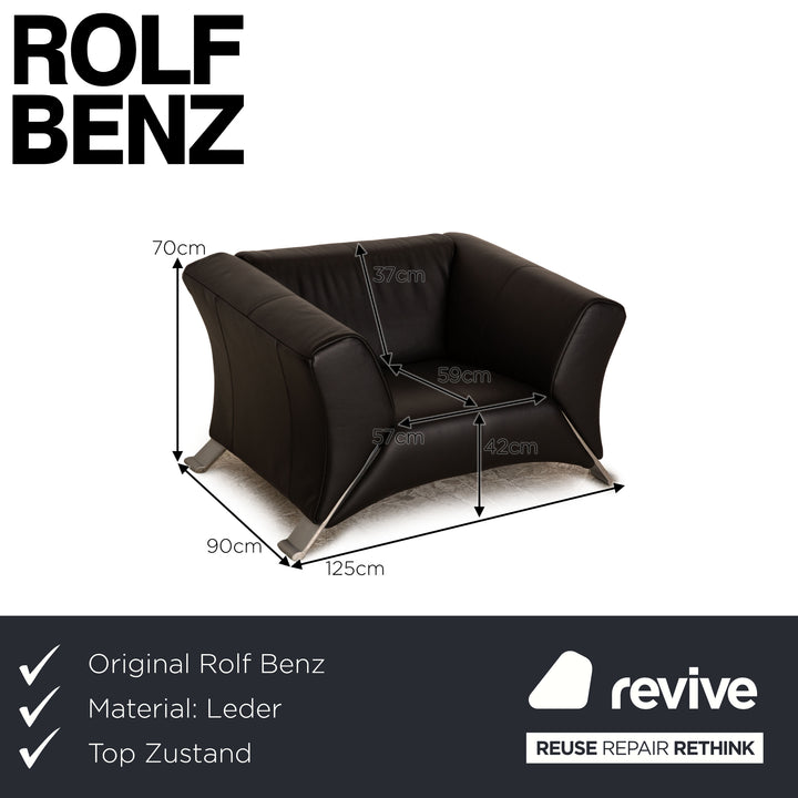 Rolf Benz 322 Leather Armchair Black
