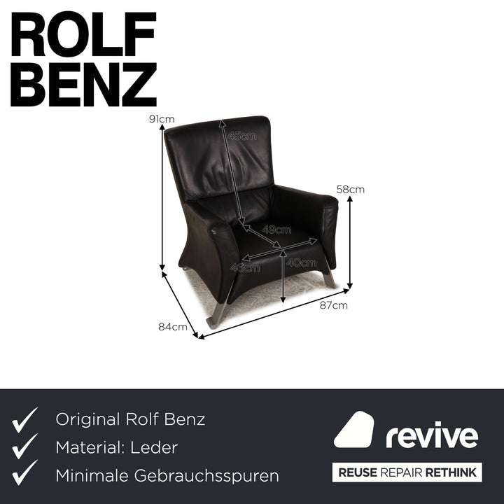 Rolf Benz 322 Leder Sessel Schwarz