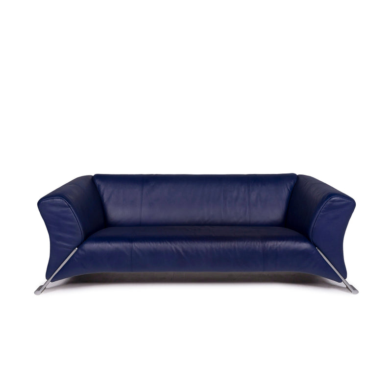 Rolf Benz 322 Leder Sofa Blau Dreisitzer Couch 
