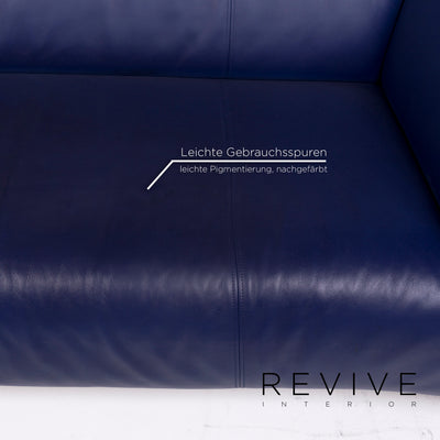 Rolf Benz 322 Leder Sofa Blau Dreisitzer Couch #11648
