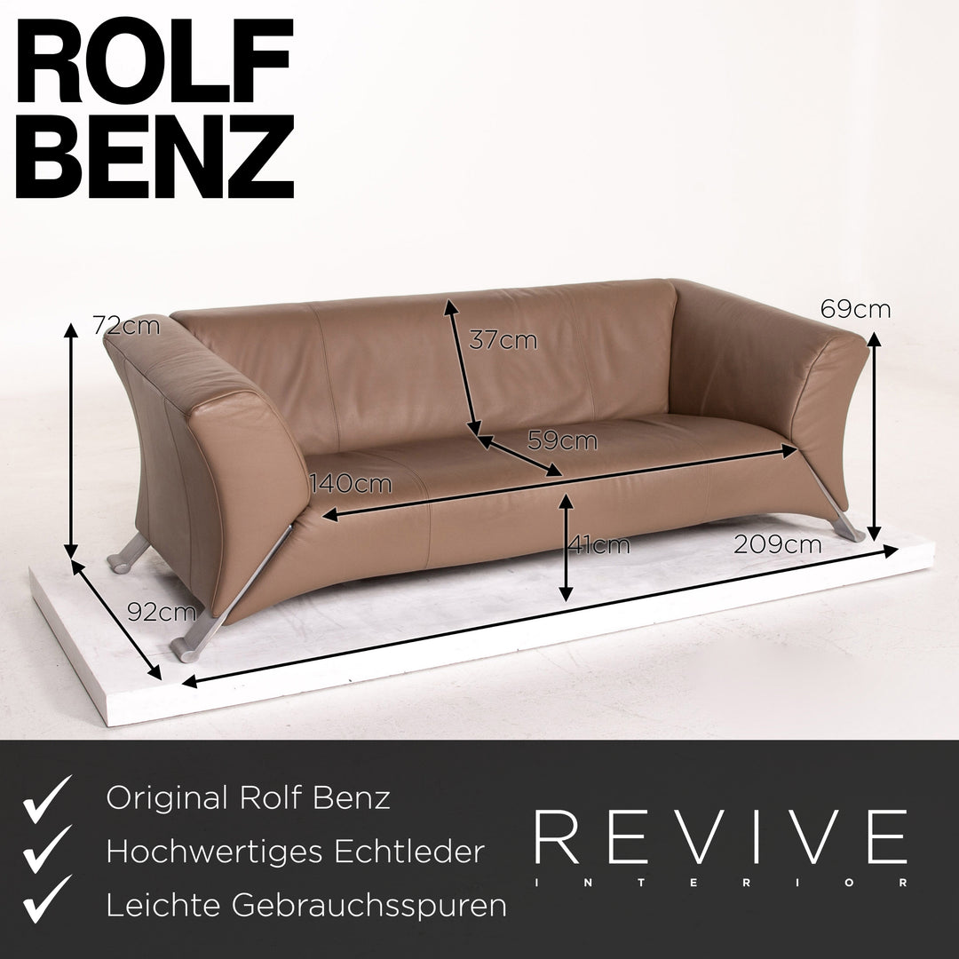 Rolf Benz 322 Leder Sofa Braun Graubraun Dreisitzer Couch #14764