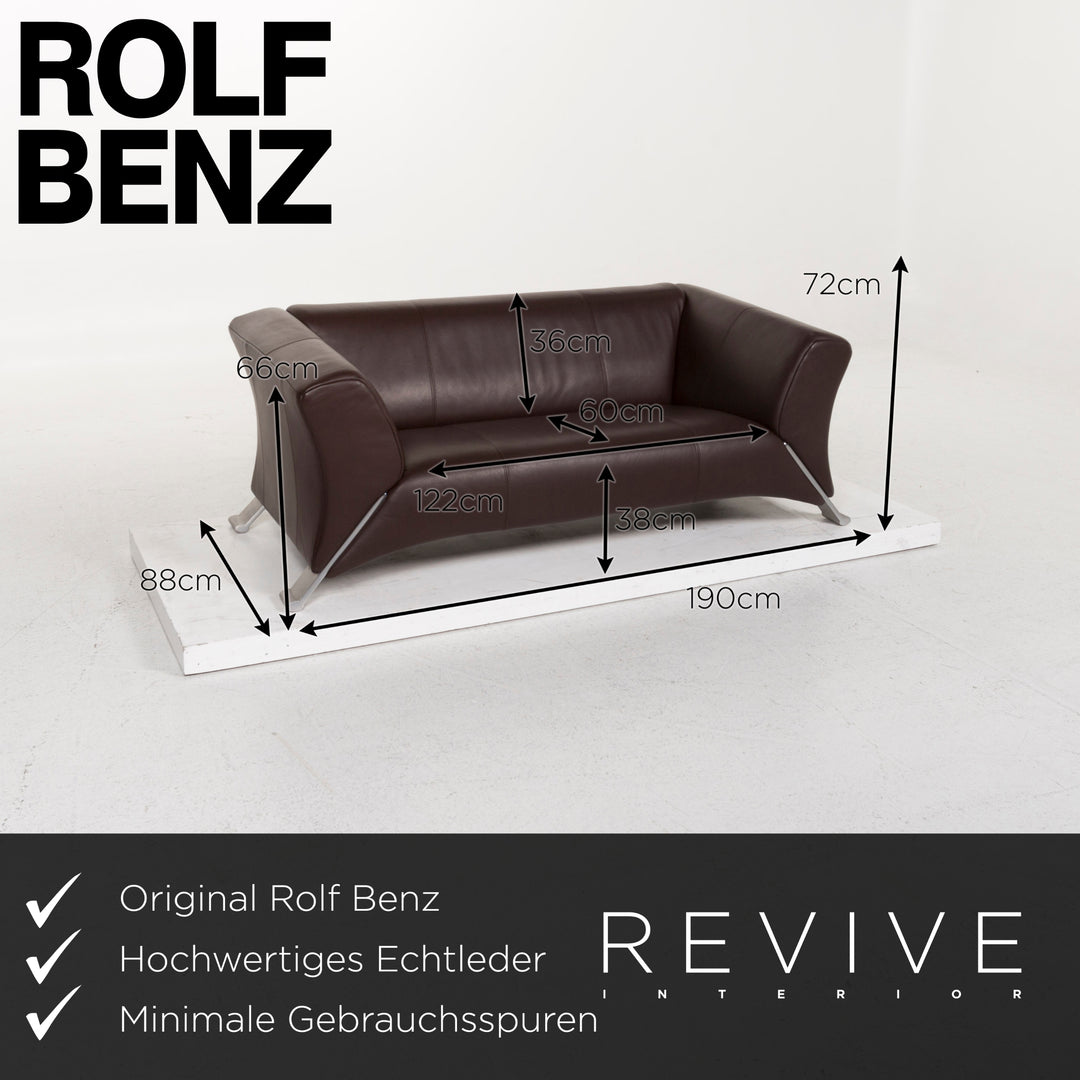 Rolf Benz 322 leather sofa brown two-seater #12864