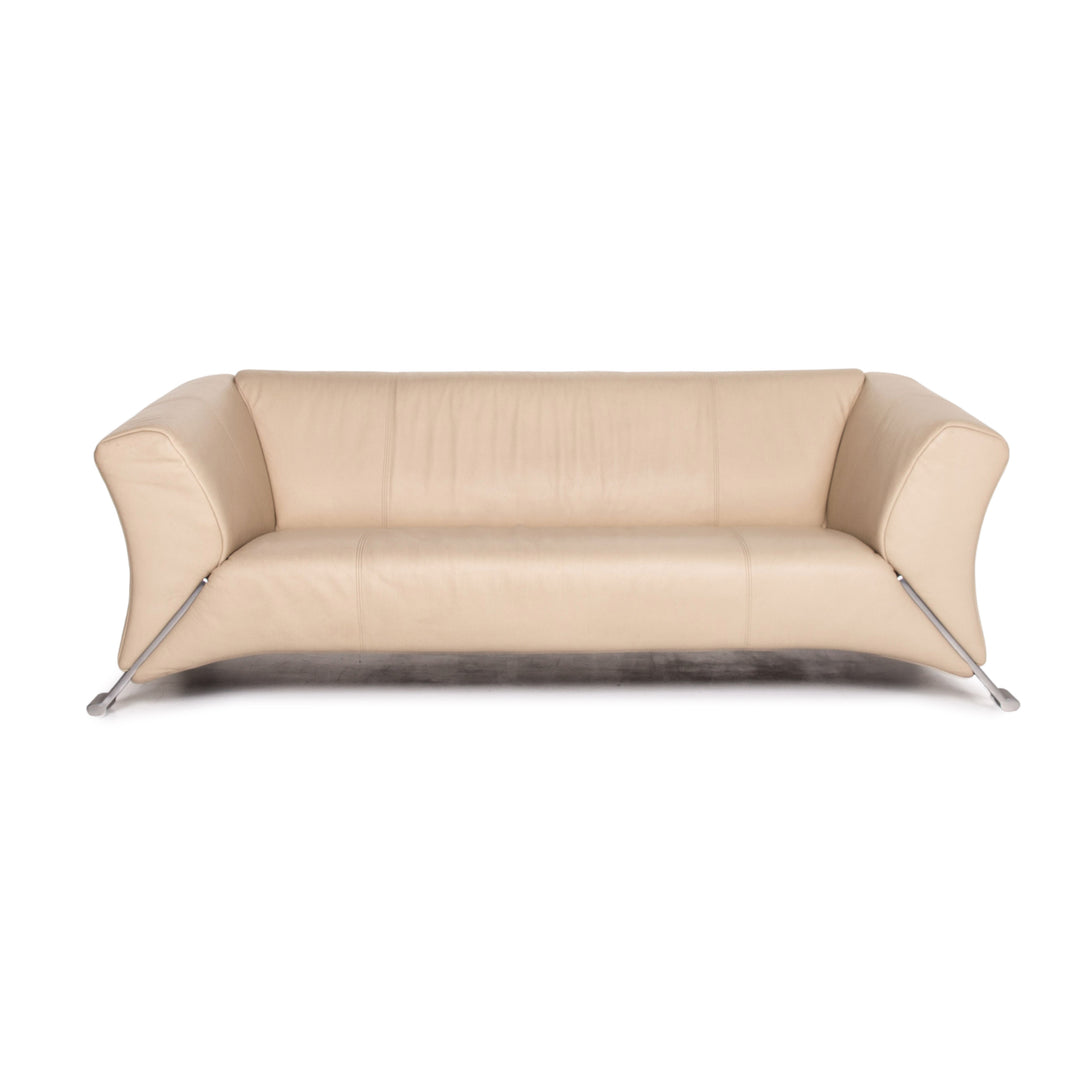 Rolf Benz 322 leather sofa cream three-seater couch #13917