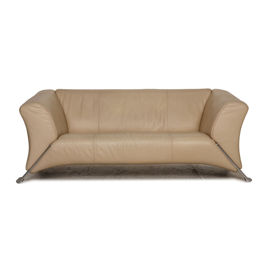 Rolf Benz 322 leather sofa cream three-seater couch