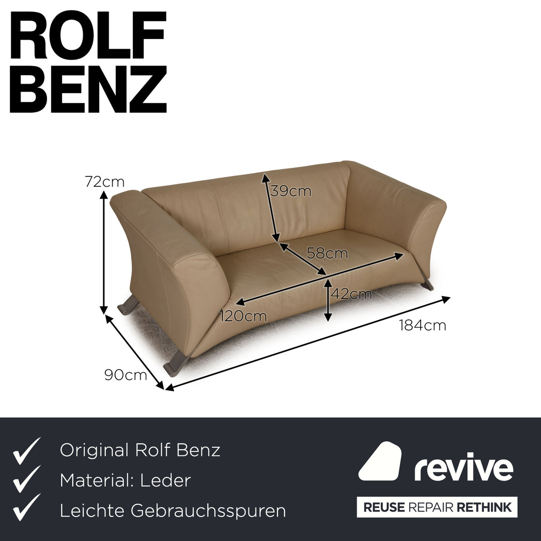 Rolf Benz 322 Leder Sofa Creme Dreisitzer Couch