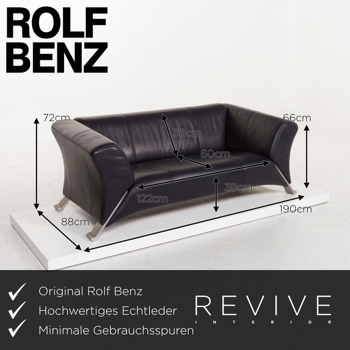 Rolf Benz 322 Leder Sofa Dunkelblau Zweisitzer Blau Couch #12944