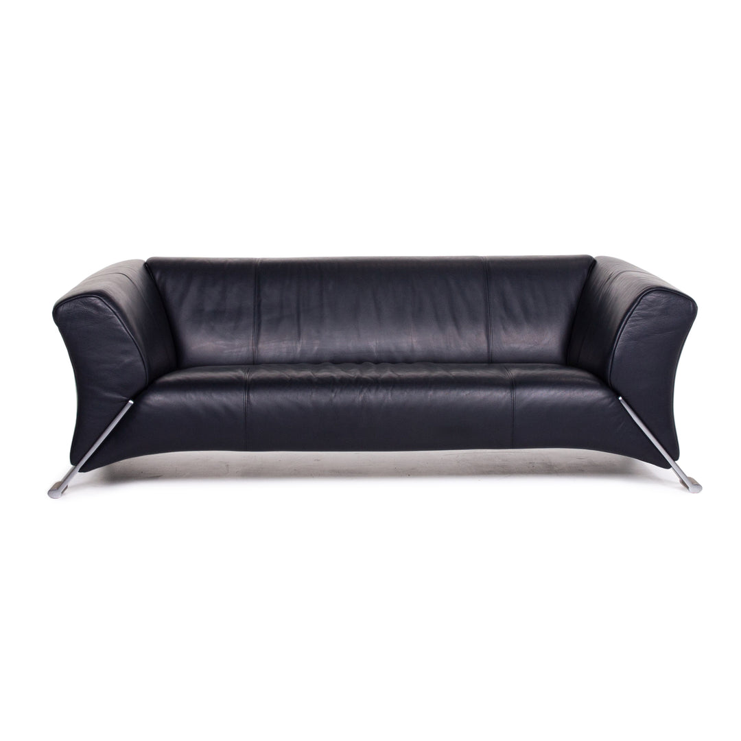 Rolf Benz 322 leather sofa dark blue blue three-seater couch #14173