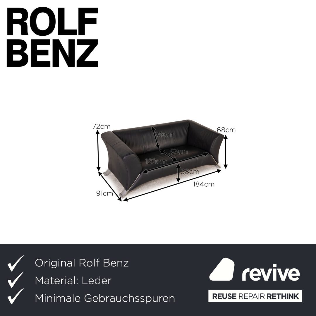 Rolf Benz 322 leather sofa dark blue two-seater couch