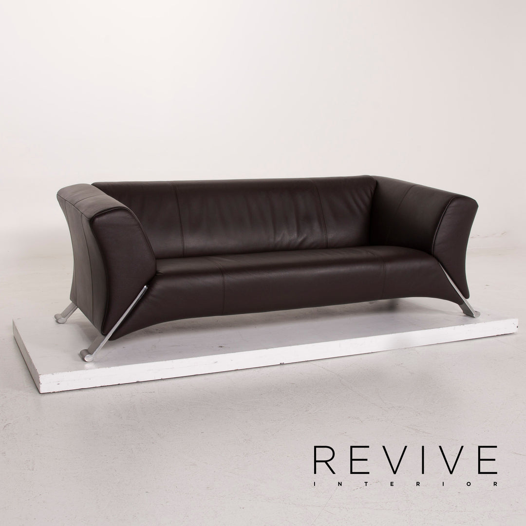 Rolf Benz 322 Leder Sofa Dunkelbraun Dreisitzer #15283