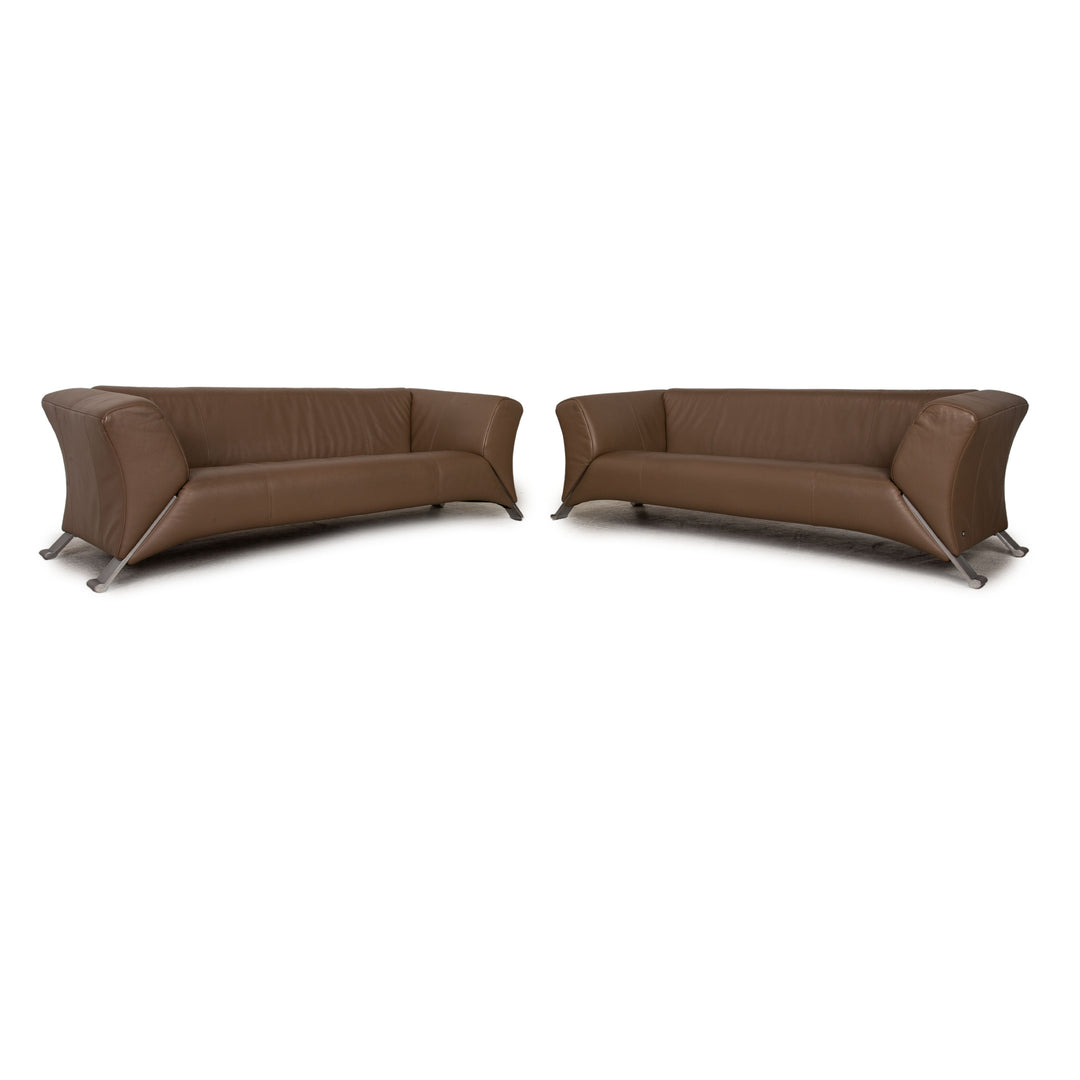 Rolf Benz 322 leather sofa set brown three-seater couch