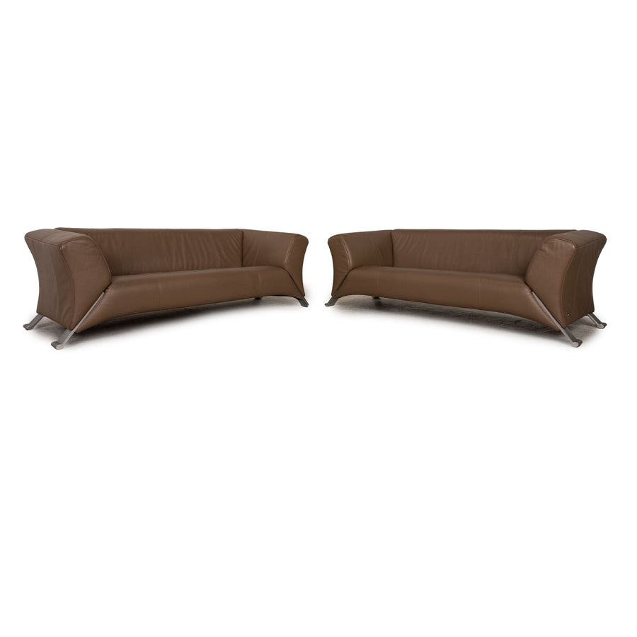 Rolf Benz 322 Leder Sofa Garnitur Braun Dreisitzer  Couch