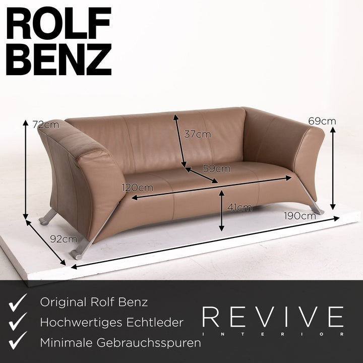 Rolf Benz 322 Leder Sofa Garnitur Braun Graubraun 1x Dreisitzer 1x Zweisitzer Couch #15112