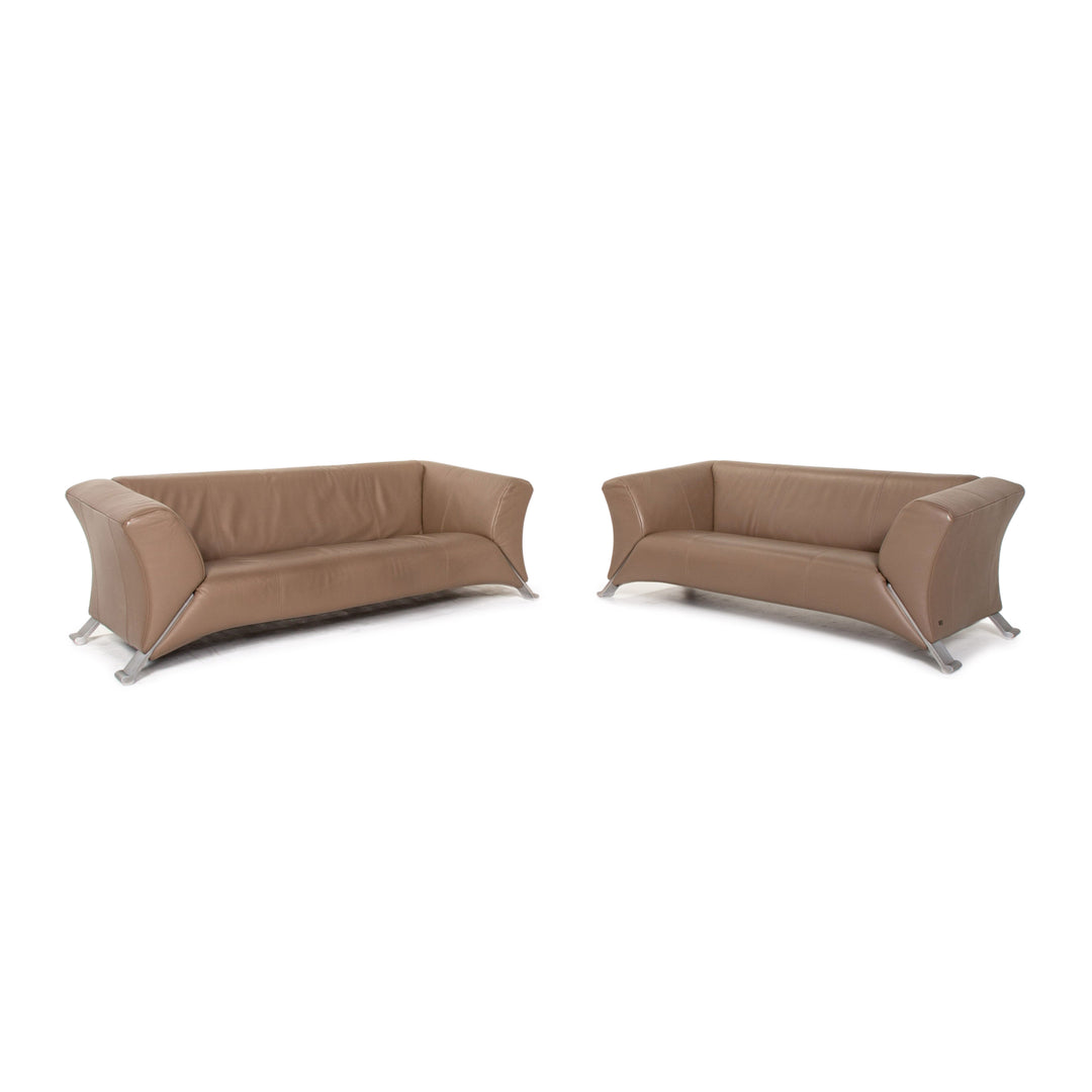 Rolf Benz 322 Leder Sofa Garnitur Braun Graubraun 1x Dreisitzer 1x Zweisitzer Couch #15112