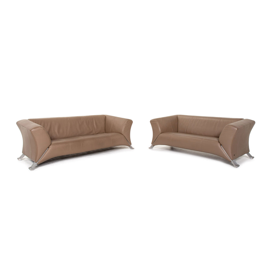 Rolf Benz 322 Leder Sofa Garnitur Braun Graubraun 1x Dreisitzer 1x Zweisitzer Couch #15112