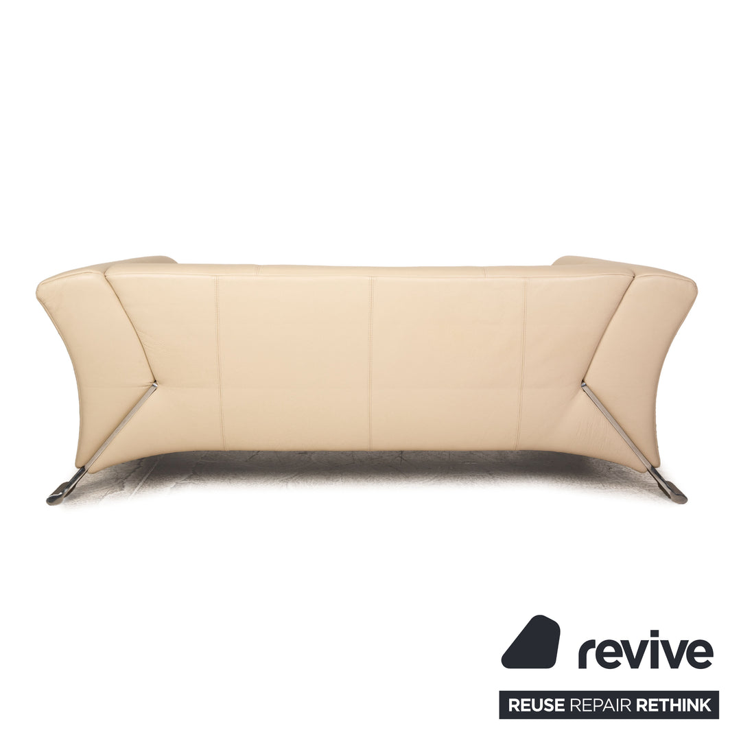 Rolf Benz 322 Leder Sofa Garnitur Creme Zweisitzer Hocker Couch