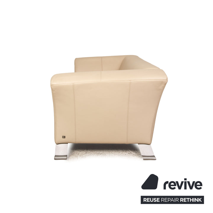 Rolf Benz 322 Leder Sofa Garnitur Creme Zweisitzer Hocker Couch