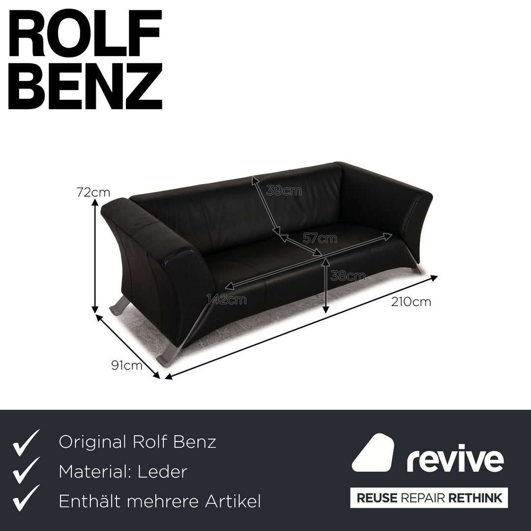 Rolf Benz 322 Leder Sofa Garnitur Dunkelblau Zweisitzer Dreisitzer Couch