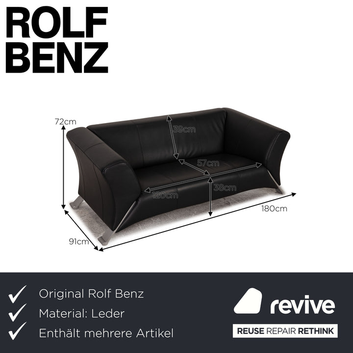 Rolf Benz 322 Leder Sofa Garnitur Dunkelblau Zweisitzer Dreisitzer Couch