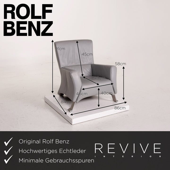 Rolf Benz 322 Leder Sofa Garnitur Grau 1x Zweisitzer 1x Sessel #15508